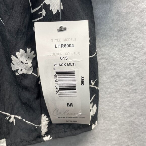 Calessa Embroidered Floral Top Womens Medium Black Colorblock Tunic - Picture 5 of 12